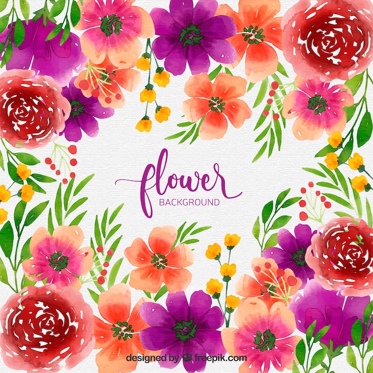 Vector gratuito fondo floral adorable en acuarela