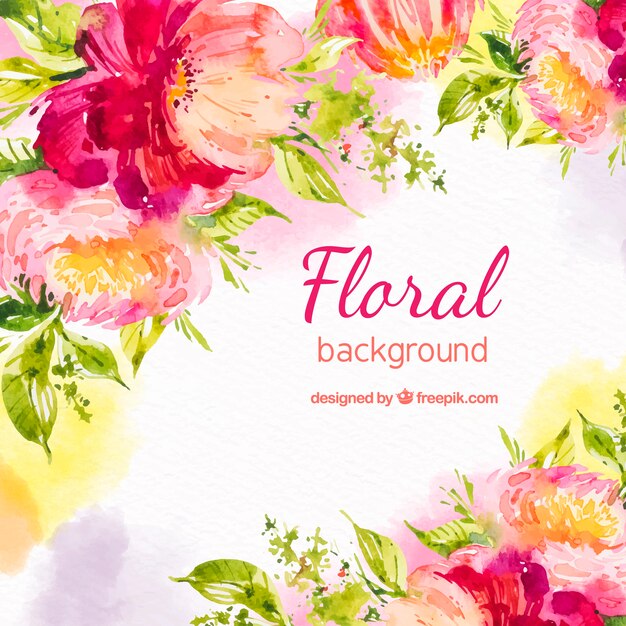 Fondo floral adorable en acuarela