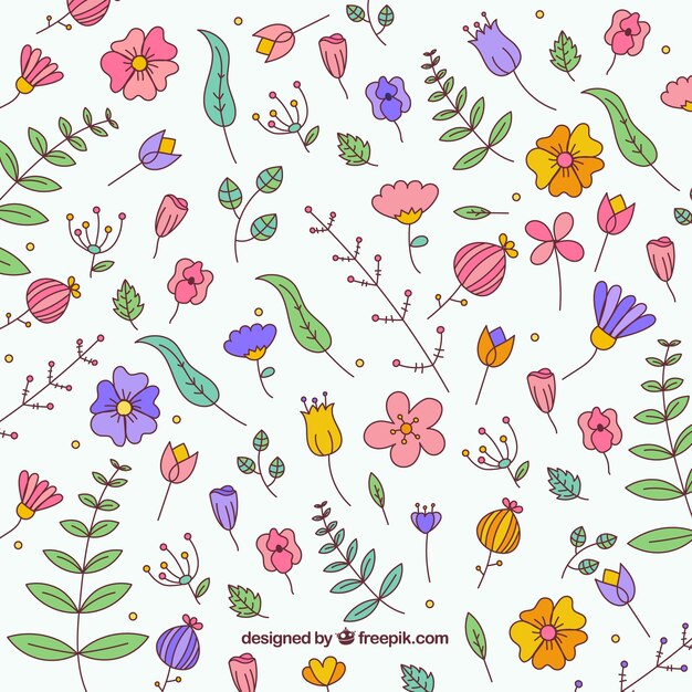 Fondo floral adorable dibujado a mano