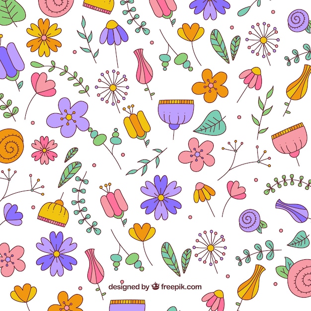 Vector gratuito fondo floral adorable dibujado a mano