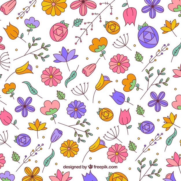 Fondo floral adorable dibujado a mano