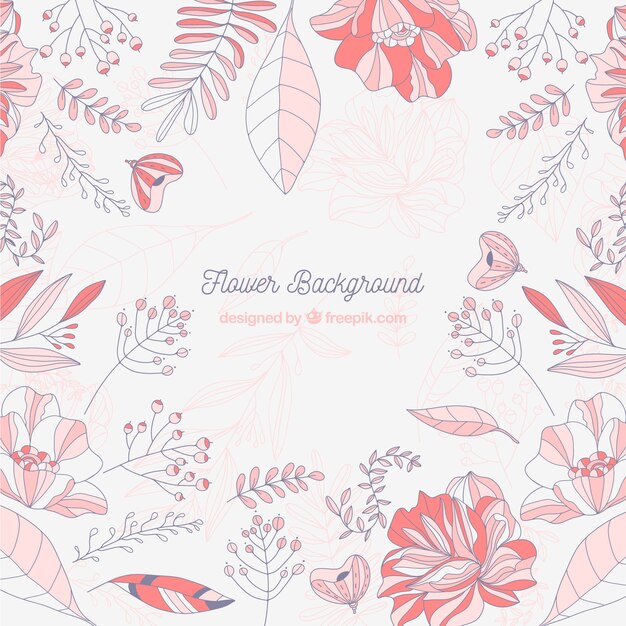 Fondo floral adorable dibujado a mano