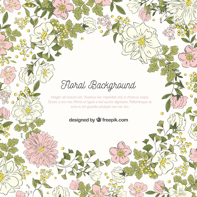 Fondo floral adorable dibujado a mano