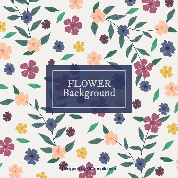 Fondo floral adorable con diseño plano