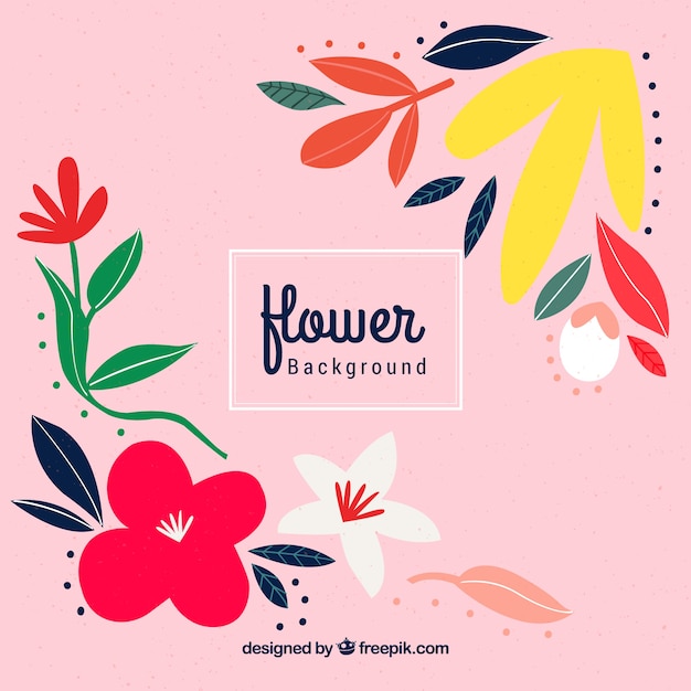 Vector gratuito fondo floral adorable con diseño plano