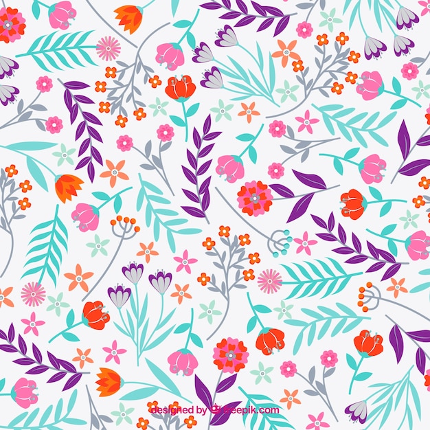 Fondo floral adorable con diseño plano