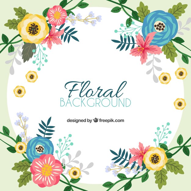 Fondo floral adorable con diseño plano