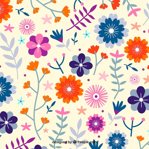 Fondo floral adorable con diseño plano