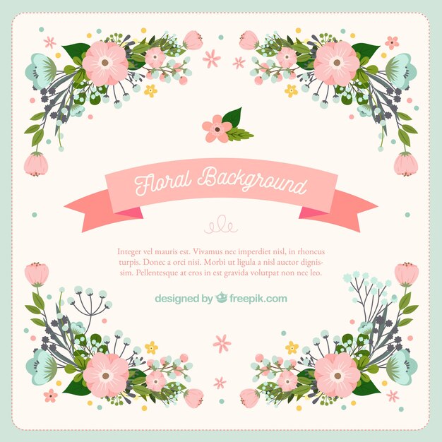 Fondo floral adorable con diseño plano