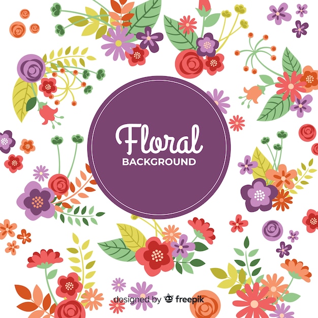 Fondo floral adorable con diseño plano