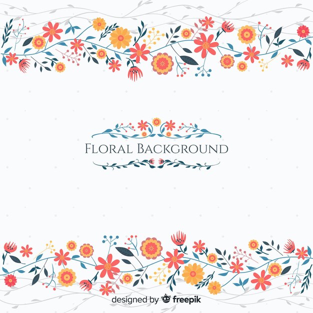 Fondo floral adorable con diseño plano
