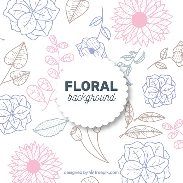 Vector gratuito fondo floral adorable con estilo de dibujo a mano