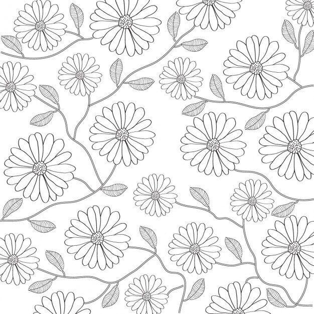 Fondo floral en blanco y negro