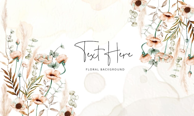 fondo floral bohemio con hermosa flor de amapola