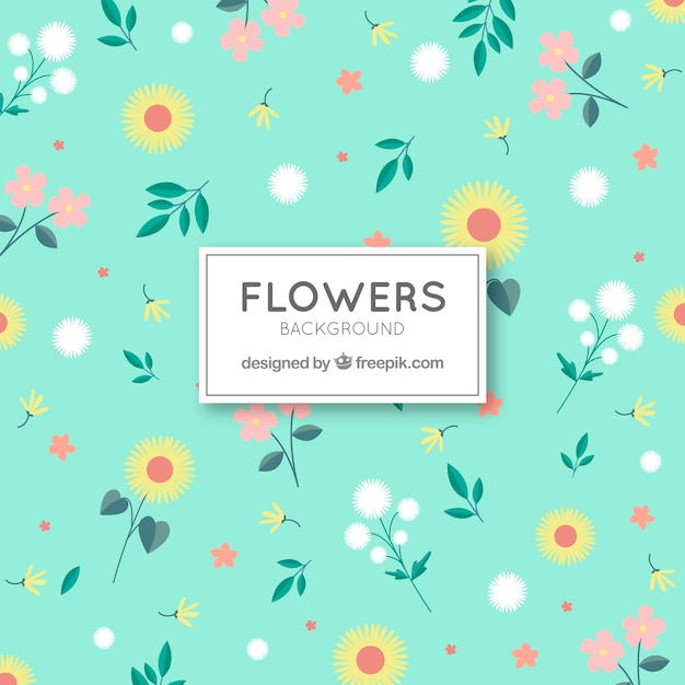 Fondo floral bonito con diseño plano