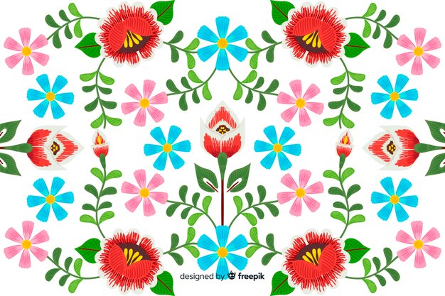 Fondo floral bordado mexicano