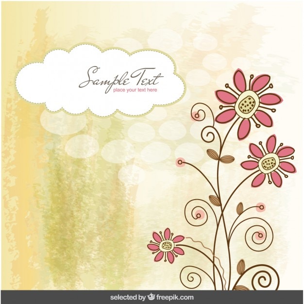 Fondo floral en colores pastel con etiqueta