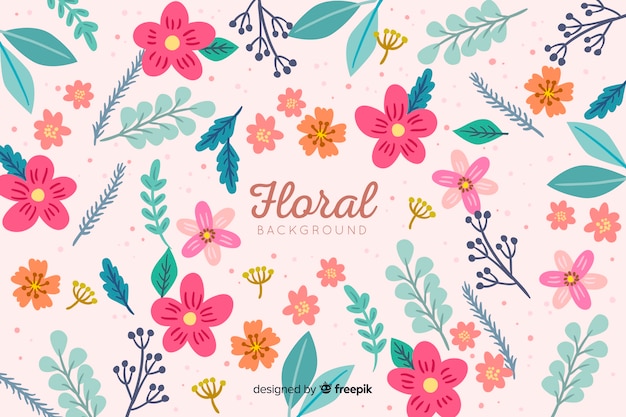 Fondo floral colorido dibujado a mano