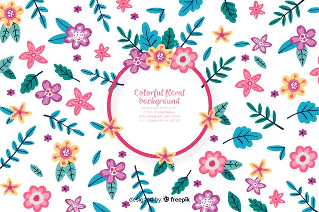 Fondo floral colorido dibujado a mano