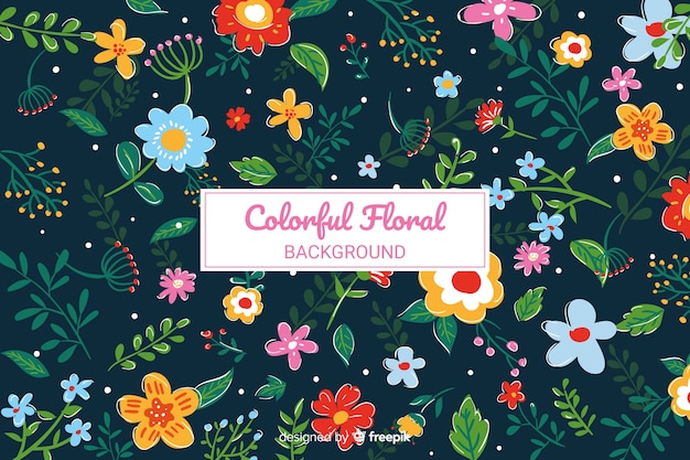 Fondo floral colorido dibujado a mano