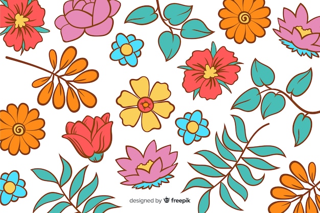 Fondo floral colorido dibujado a mano