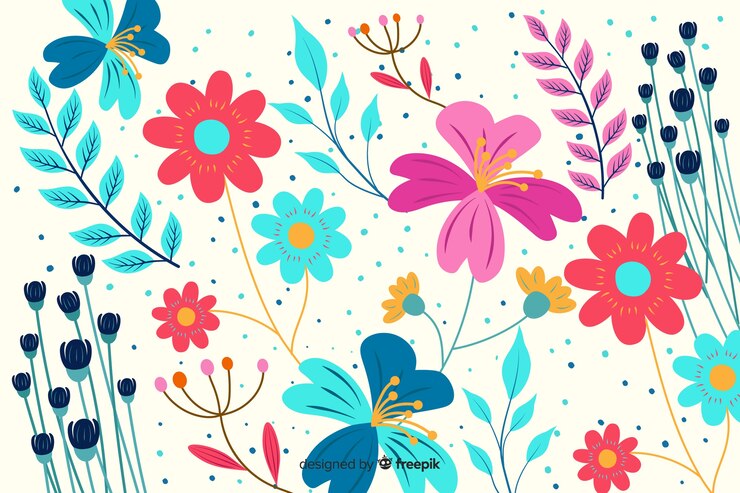 Vector gratuito fondo floral colorido dibujado a mano