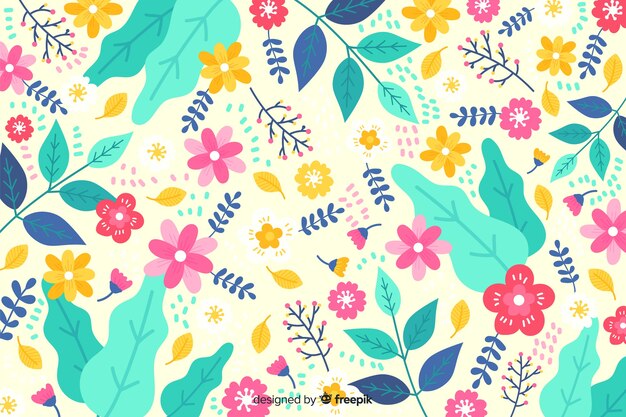 Fondo floral colorido dibujado a mano