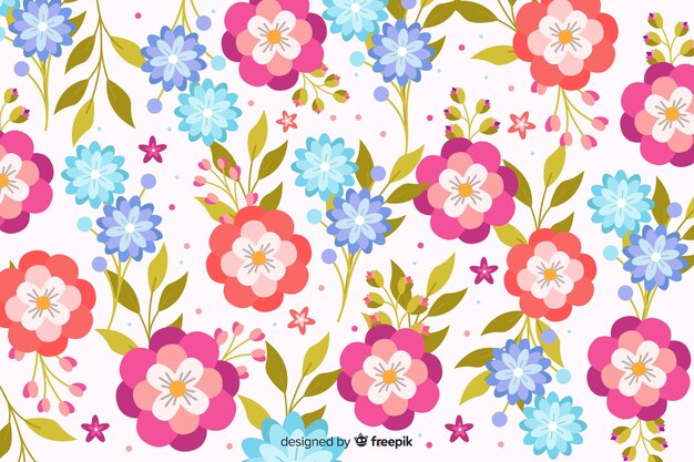 Fondo floral colorido dibujado a mano