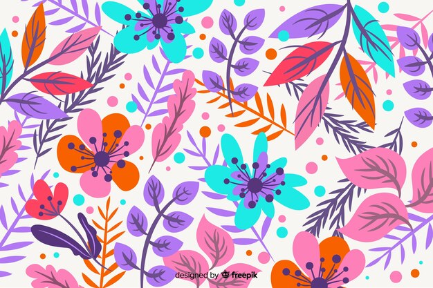 Fondo floral colorido dibujado a mano
