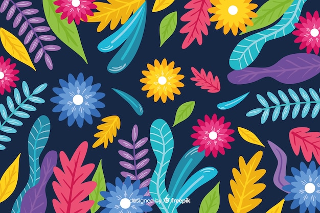 Vector gratuito fondo floral colorido dibujado a mano