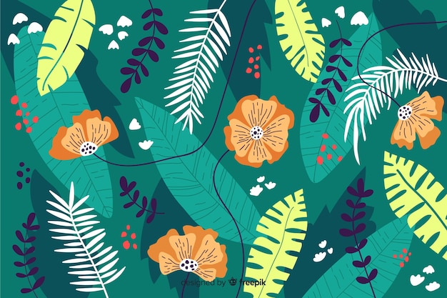 Fondo floral colorido dibujado a mano