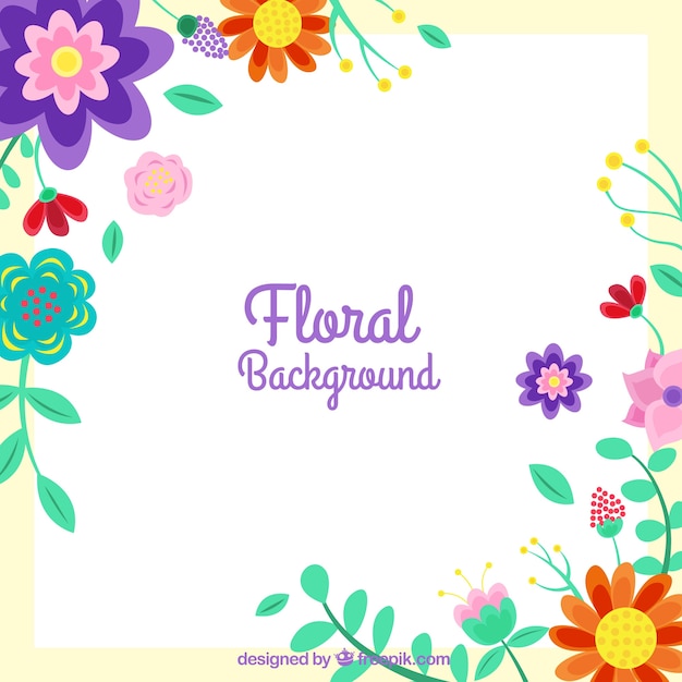 Fondo floral colorido con diseño plano