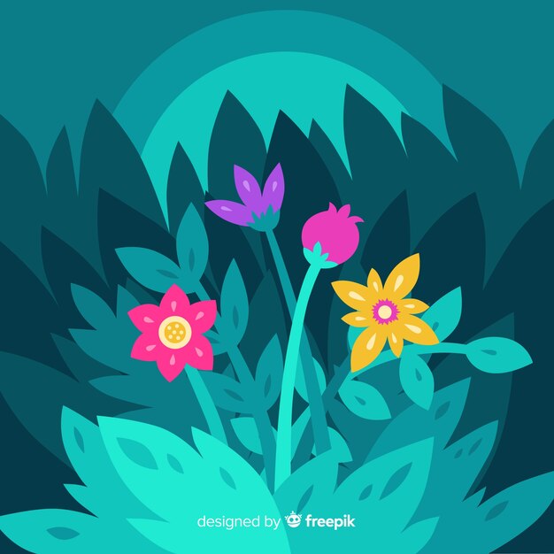 Fondo floral colorido con diseño plano