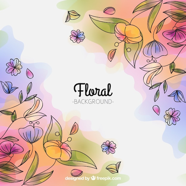 Vector gratuito fondo floral colorido en estilo acuarela