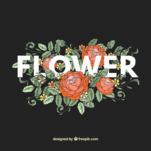 Fondo floral colorido con estilo de dibujo a mano