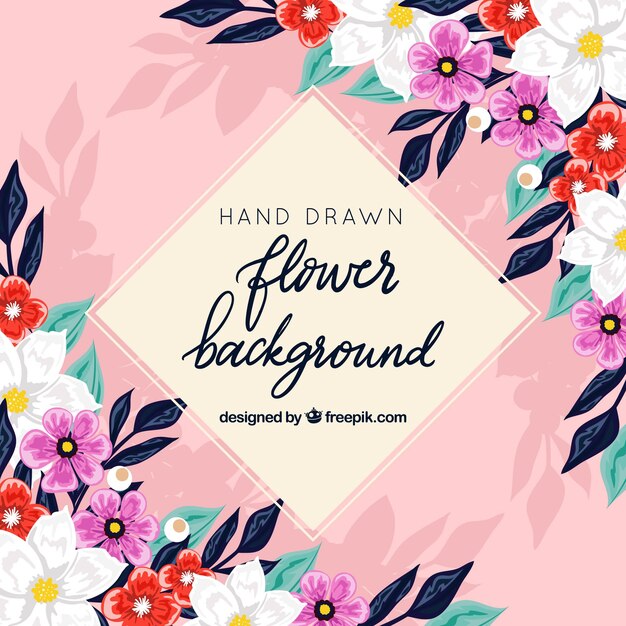 Fondo floral colorido con estilo de dibujo a mano