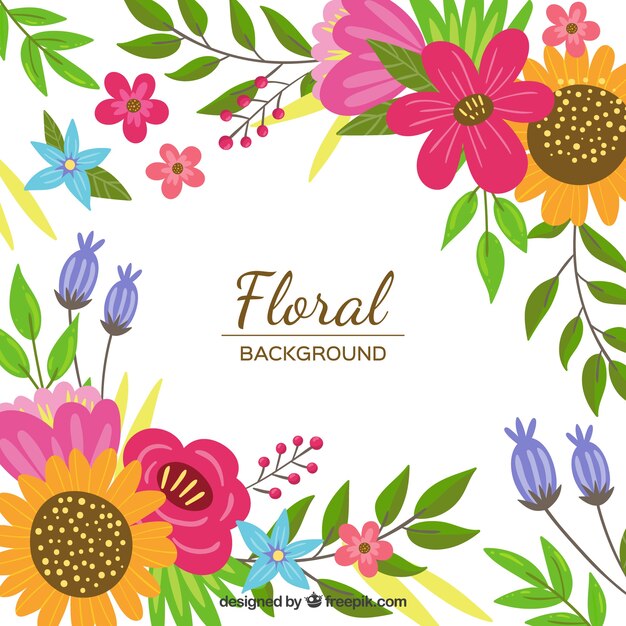 Fondo floral colorido en estilo hecho a mano