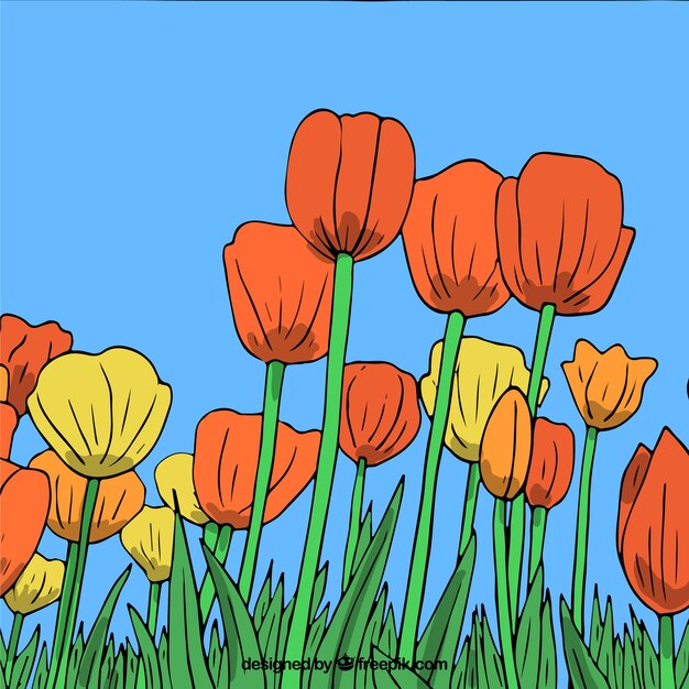 Fondo floral colorido en estilo hecho a mano