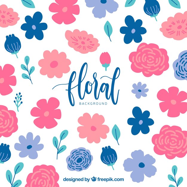 Fondo floral colorido en estilo plano