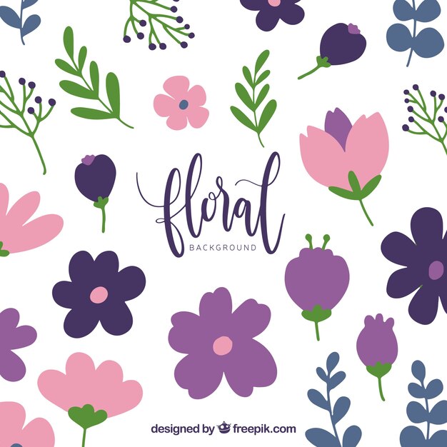 Fondo floral colorido en estilo plano