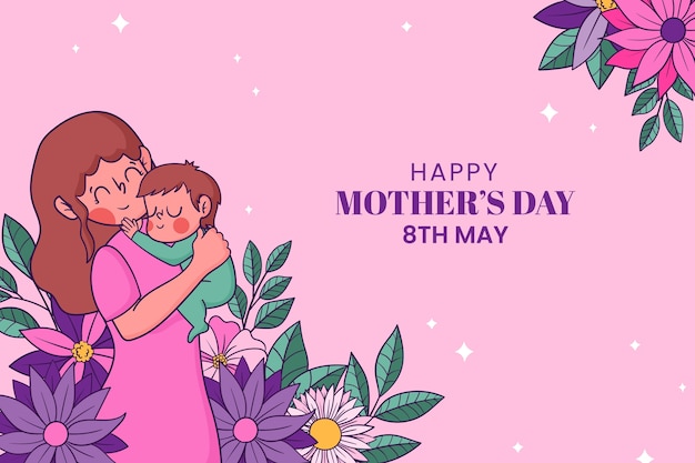 Vector gratuito fondo floral dibujado a mano para la celebración del día de la mujer