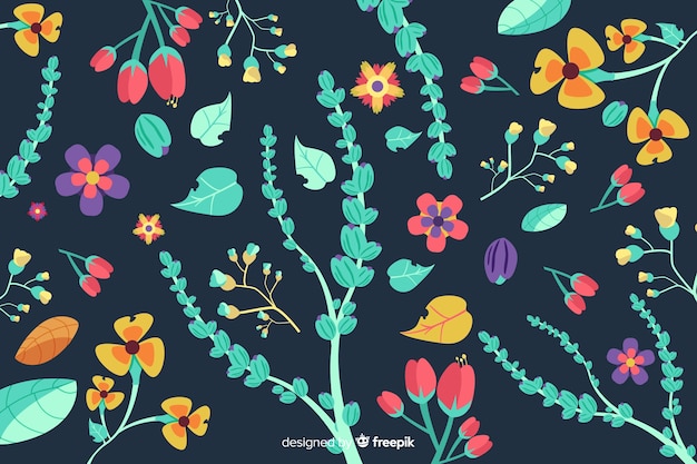 Fondo floral dibujado a mano estilo