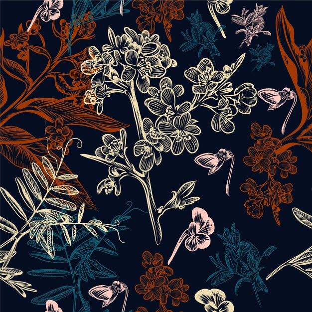 Fondo floral dibujado a mano