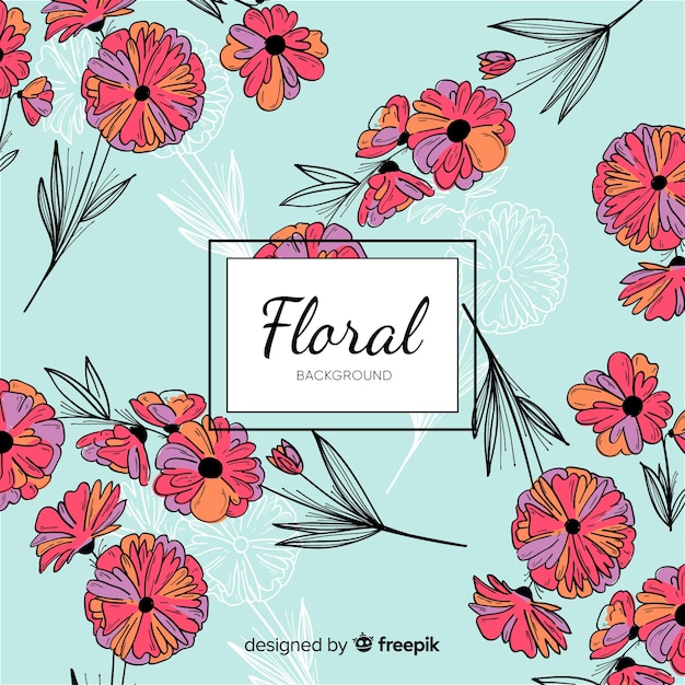 Fondo floral dibujado a mano