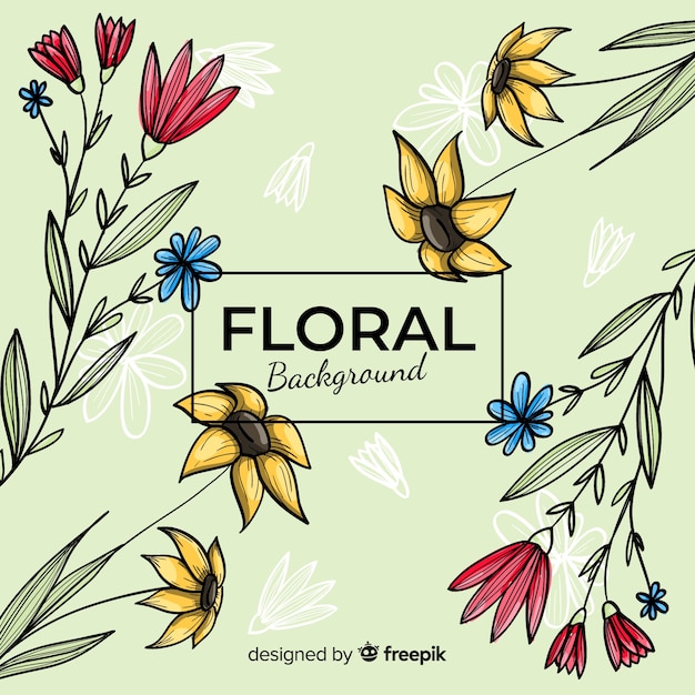 Vector gratuito fondo floral dibujado a mano