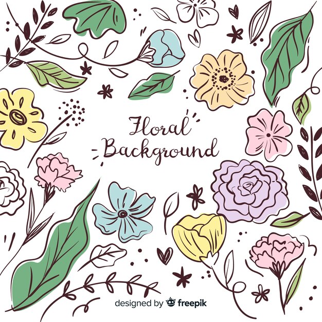 Fondo floral dibujado a mano