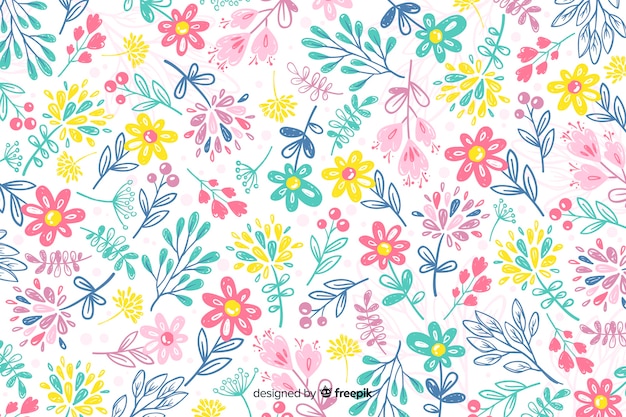 Vector gratuito fondo floral dibujado a mano