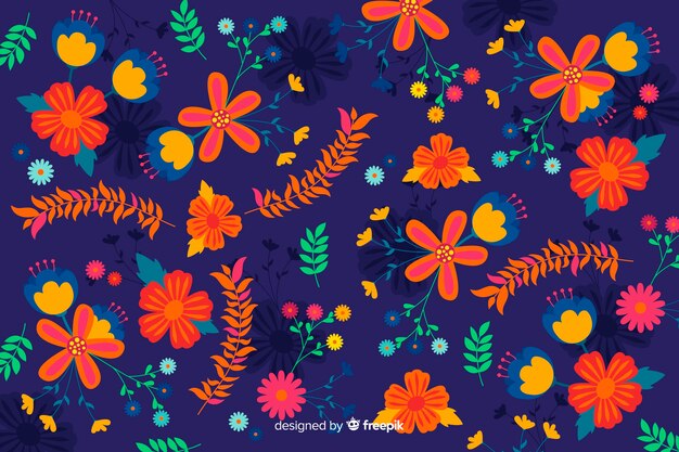 Fondo floral de diseño plano