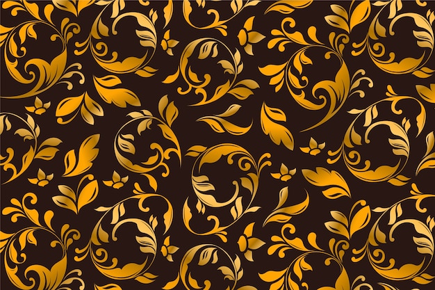 Vector gratuito fondo floral dorado ornamental