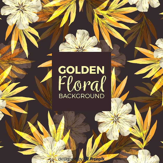 Vector gratuito fondo floral dorado